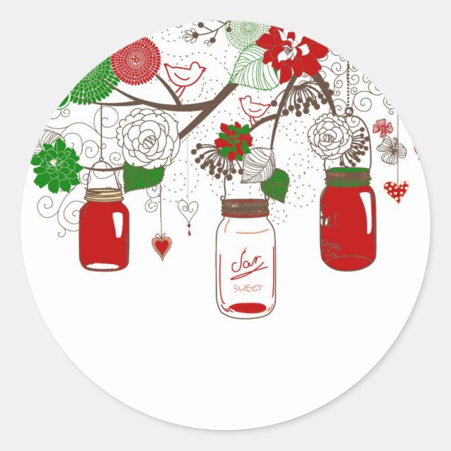 Pegatina Redonda Country Mason Jar Christmas Stickers (Anverso)