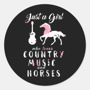 Pegatina Redonda Country Music Horse Cowgirl Hors Farm