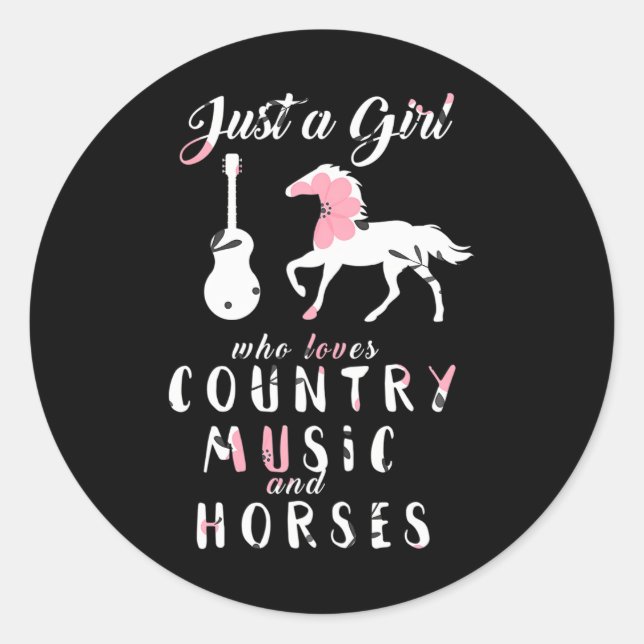 Pegatina Redonda Country Music Horse Cowgirl Hors Farm (Anverso)