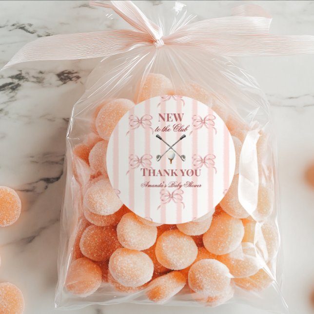 Pegatina Redonda Country Pink New to the Club Girl Golf Baby Shower (Subido por el creador)