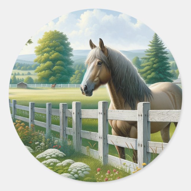 Pegatina Redonda Country Pony Horse Birday Party (Anverso)