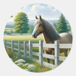 Pegatina Redonda Country Pony Horse Birday Party