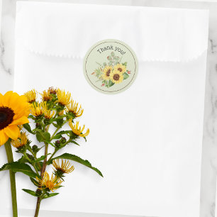 Pegatina Redonda Country Sunflower Gracias