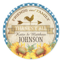 Country Sunflowers Blue Gingham Check Gracias