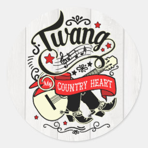 Pegatina Redonda Country Twang Red/Black ID464