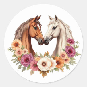 Pegatina Redonda Country Western Horses