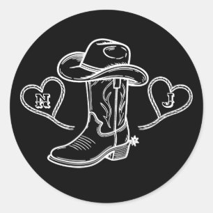 Pegatina Redonda Country Western Vintage Último Rodeo Despedida de 