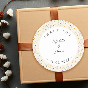 Pegatina Redonda Country Wildflowers Fairy Garden