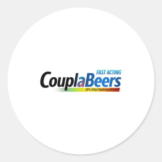 Pegatina Redonda Couplabeers Couple Of Beers Funny Meme Fast Acting (Anverso)