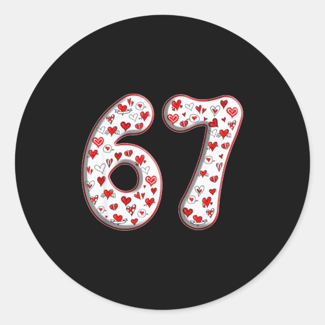 Pegatina Redonda Couple Costume Duo 67 Meme Six Seven Valentines Da (Anverso)