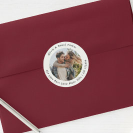 Pegatina Redonda Couple Photo  Return Address Classic Round Sticker