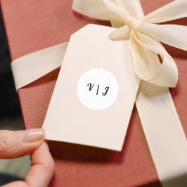 Pegatina Redonda Couple’s Initials on Black and White Small