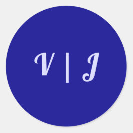 Pegatina Redonda Couple’s Initials on Dark Blue Small Round Sticker
