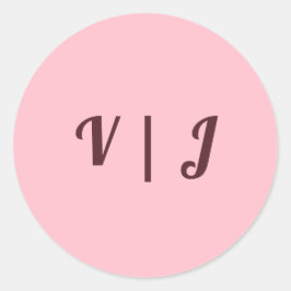 Pegatina Redonda Couple’s Initials on Pink Small Round Sticker