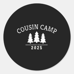 Pegatina Redonda Cousin Camp 2025 Arte Mínimalista de Árbol Diversi