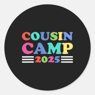 Pegatina Redonda Cousin Camp 2025 Divertido Verano Camping Familia 