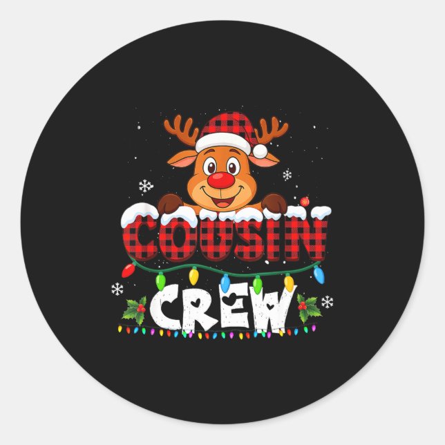 Pegatina Redonda Cousin Crew Christmas 2025 Family Matching Santa E (Anverso)