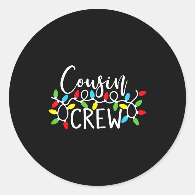 Pegatina Redonda Cousin Crew Christmas Kids Cousins Christmas Crew  (Anverso)