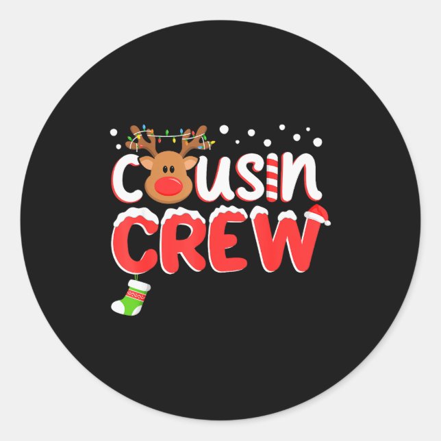 Pegatina Redonda Cousin Crew Christmas Kids Cousins Christmas Match (Anverso)