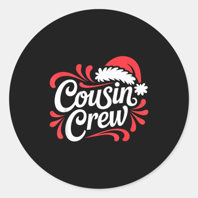 Pegatina Redonda Cousin Crew Christmas Xmas Lights Family Matching  (Anverso)