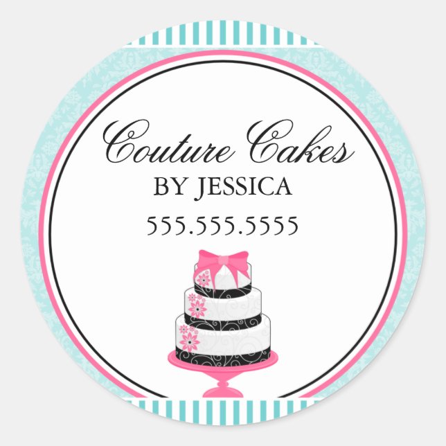 Pegatina Redonda Couture Cakes Aqua Bakery Box Sedess (Anverso)