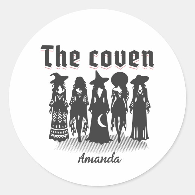 Pegatina Redonda coven bachelorette party witchy (Anverso)