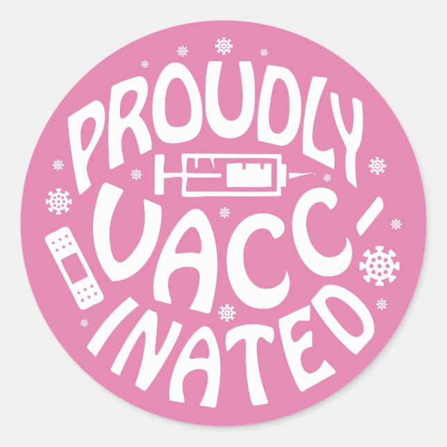 Pegatina Redonda Covid-19 Coronavirus Shot Pink (Anverso)