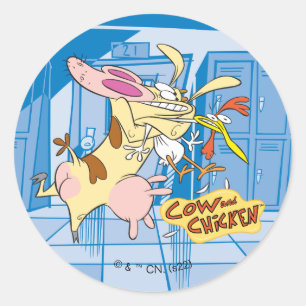 Pegatina Redonda Cow and Chicken Hug Graphic