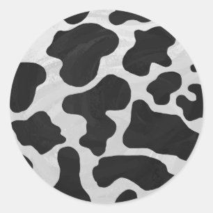 Pegatina Redonda Cow Black and White Print