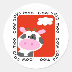 Pegatina Redonda Cow dice camisetas y regalos para moscas