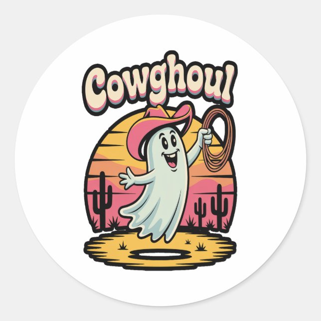 Pegatina Redonda Cow Ghoul Halloween Spooky (Anverso)