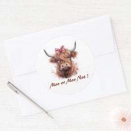 Pegatina Redonda Cow Moo de Cute Highland Personalizado