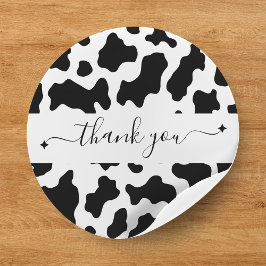 Pegatina Redonda Cow Print Cowgirl Wedding Favor de ti
