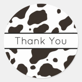 Pegatina Redonda Cow Print Thank You Sticker