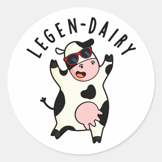 Pegatina Redonda Cow Pun (Anverso)