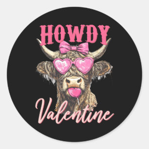 Pegatina Redonda Cow Valentine Coquette