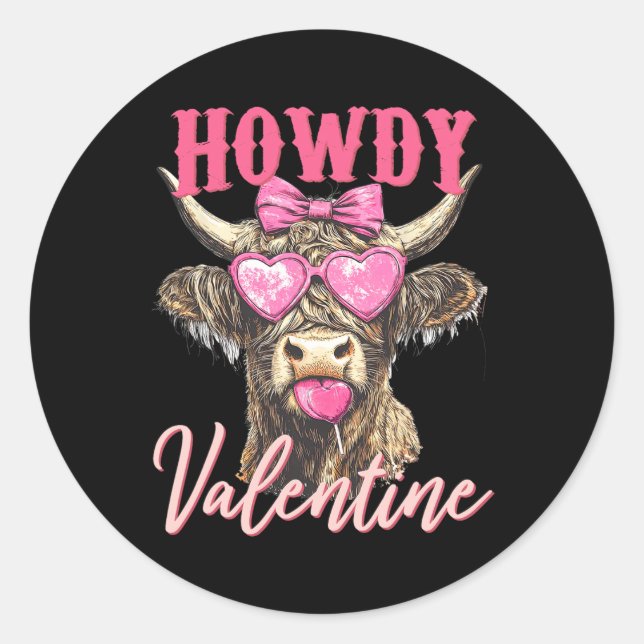 Pegatina Redonda Cow Valentine Coquette (Anverso)