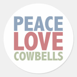 Pegatina Redonda Cowbels de amor por la paz