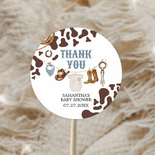 Pegatina Redonda Cowboy Baby Shower