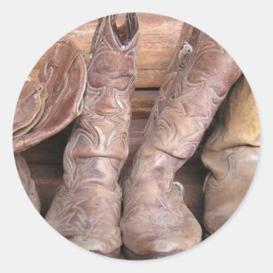Pegatina Redonda Cowboy Boots