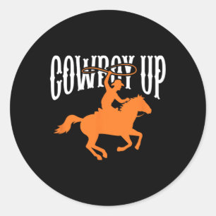 Pegatina Redonda Cowboy Cowgirl Rodeo de Western Southern Cowboy