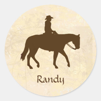 Pegatina Redonda Cowboy de caballo personalizado