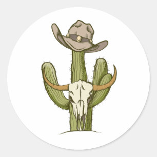 Pegatina Redonda Cowboy En Westen Cactus Yeehaw Ideas De Regalo
