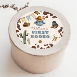 Pegatina Redonda Cowboy First Rodeo Wild West Birthday party