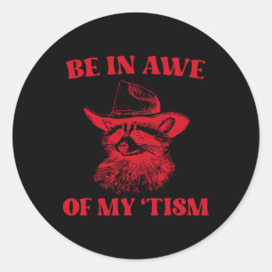Pegatina Redonda Cowboy Raccoon Autism Shirny Se Sorprende De Mi
