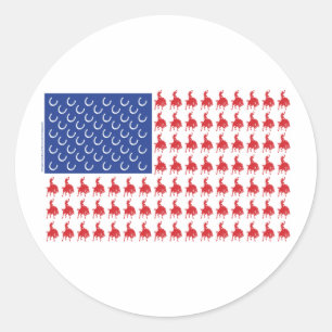 Pegatina Redonda Cowboy-Rider-Flag-Tee