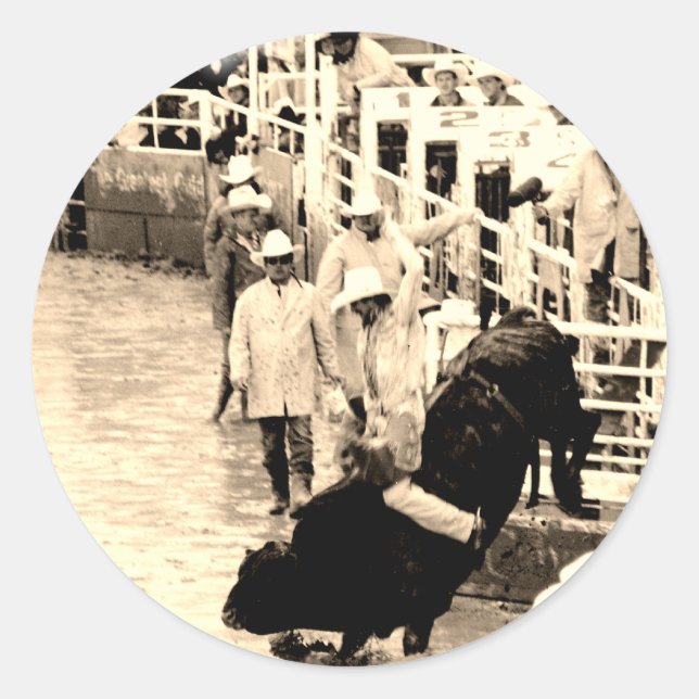 Pegatina Redonda Cowboy Rodeo (Anverso)
