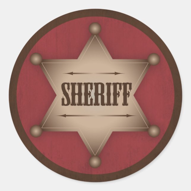 Pegatina Redonda Cowboy Sheriff Badge Western Baby Shower (Anverso)
