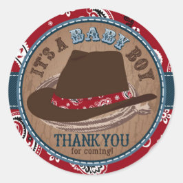 Pegatina Redonda Cowboy Stetson Gorra Western Baby Shower