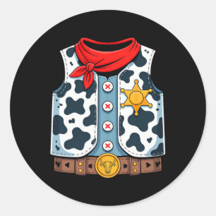 Pegatina Redonda Cowboy Vest Western Sheriff Costume Guay Easy Hall